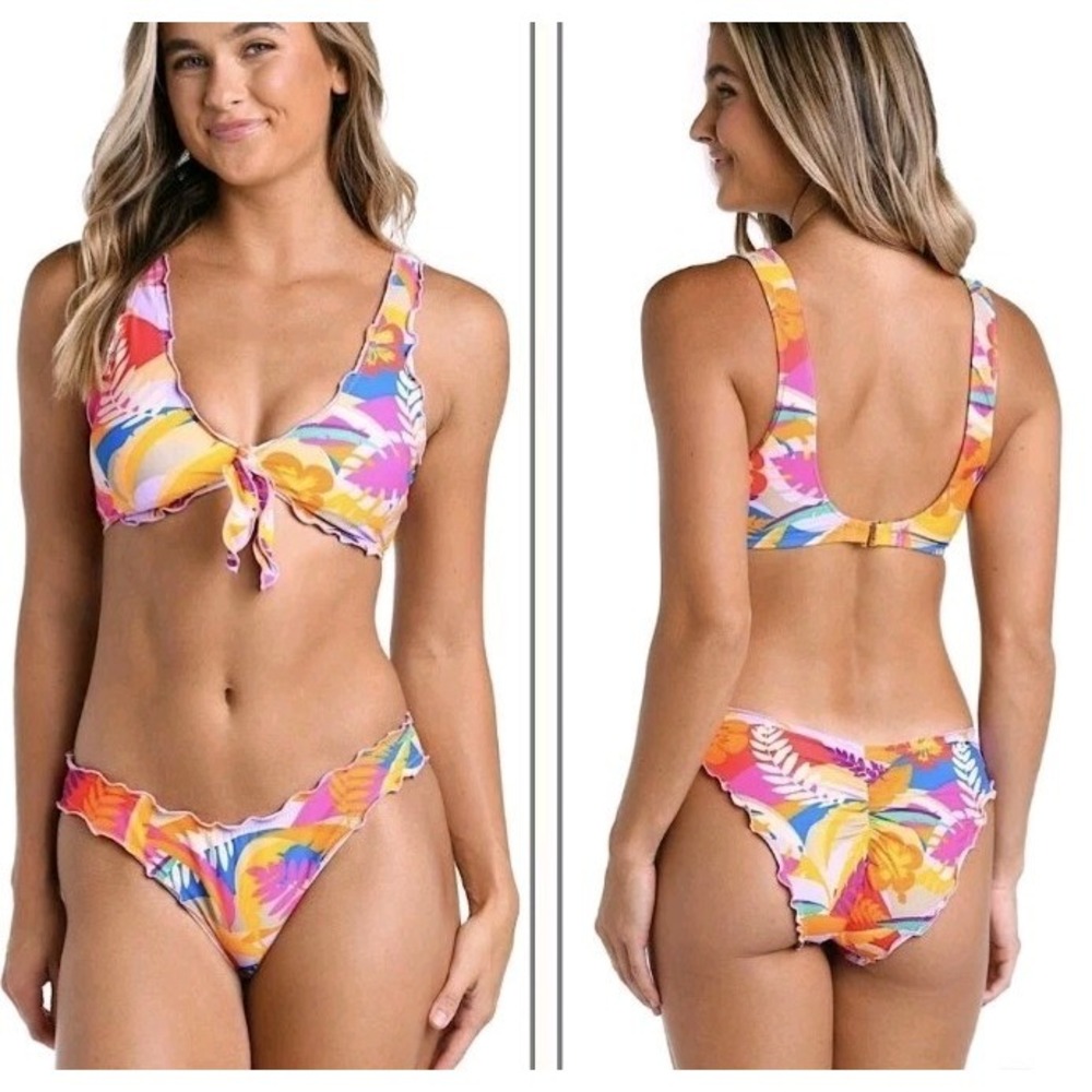Hobie Tropic Like It Hot Merrow Bralette Bikini Top Tie Front Woman S Vacay Swim
